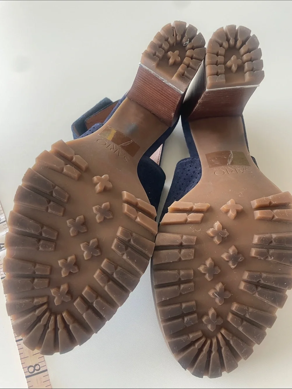 Franco Sarto Navy Suede Perforated Slingback Sandals